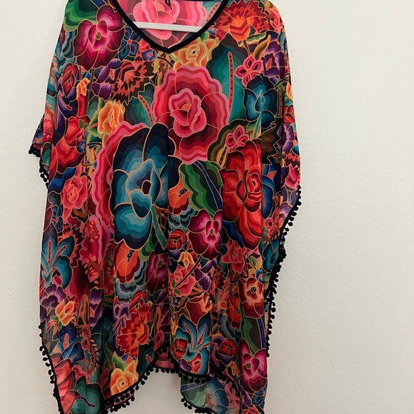 Colorful Floral Swim Coverup - Picture 3 of 7